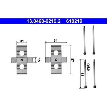 Přislušenství brzdového systému Sada příslušenství obložení kotoučové brzdy ATE 13.0460-0219.2