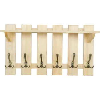 Věšák Drewmax Věšáková stěna WS108, 70x40x22, borovice (Barva dřeva: Surová (bez moření))