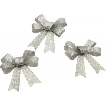 Party dekorace Chaks Dekoračné mašle - Glitter strieborné 3 ks