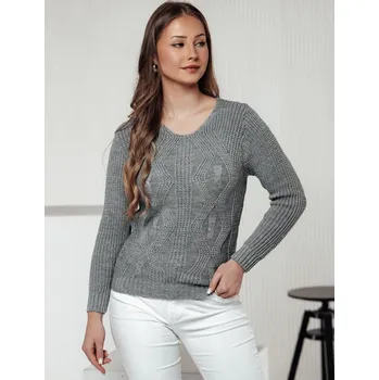 Dámský svetr Šedý dámský svetr s jemným vzorem CHICRAY MY2395 Velikost: ONE SIZE