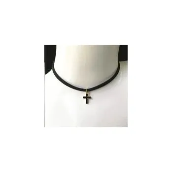Náhrdelník náhrdelník s křížkem (obojek) černý