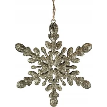 Přívěsek AKRYLOVÁ OZDOBA ZÁVĚS SNĚHOVÁ VLOČKA HVĚZDA ZLATÁ