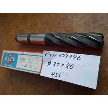 Fréza Fréza válcová čelní jemnozubá, kužel. stopka - 25x80 mm, HSS -F431940,ČSN 222146 (Morse kužel 3)