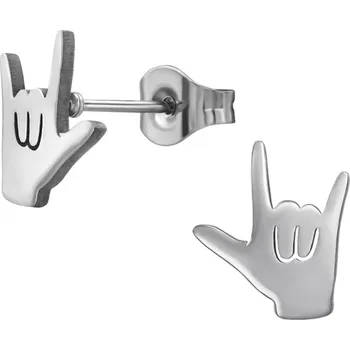 Náušnice For Silver Náušnice z nerezové oceli Rocková Ruka