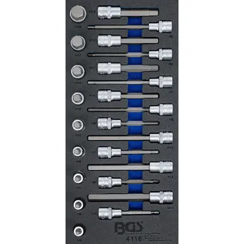 BGS 4116, Vložka do dílenského vozíku 1/3: sada nástrčných hlavic | vnitřní šestihran | 24dílná