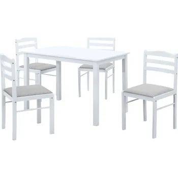 Tempo Kondela Jídelní set 1+4, bílá/béžovošedá, SOMIN