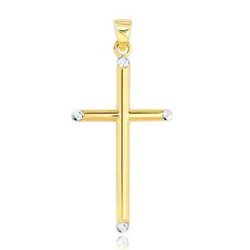 Přívěsek 0848 MINET Moderní zlatý přívěs křížek Au 585/1000 0,80g