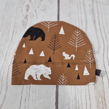 Kojenecká čepice Yháček Rostoucí čepička Yháček, Lesní zvěř na karamelové Velikost:: L