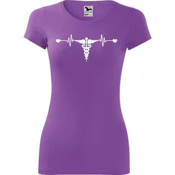 DOBRÝ TRIKO Dámské tričko Tep srdce zdravotnictví Velikost: XS, Barva: Fialová