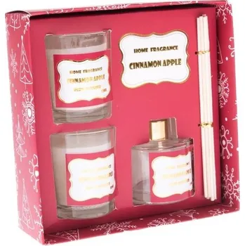 Svíčka Vonný difuzér + 2x vonná svíčka - skořice, jablko