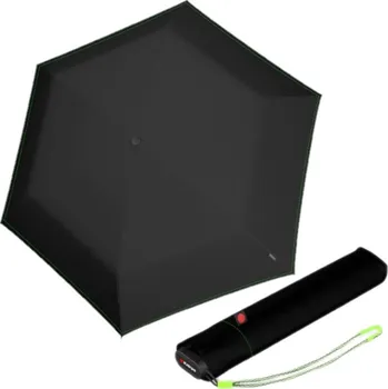 Deštník Knirps US.050 NEON BLACK - lehký dámský skládací plochý deštník