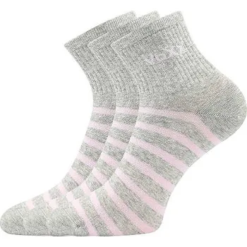 Dámské ponožky VOXX Ponožky dámské BOXANA letní pruhované SVĚTLE ŠEDÉ MELÉ (3 páry) 35-38 120102