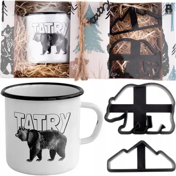 Hrnek kov, plast 330 ml hrnek s medvědem narozeniny jako dárek tatry bieszczady trekking cesta pod stromeček tatromaniak tatromaniaci hory horské výpravy mikuláš sada