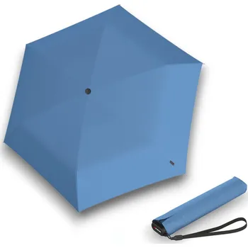 Deštník Knirps US.050 BLUE WITH BLACK - lehký dámský skládací plochý deštník