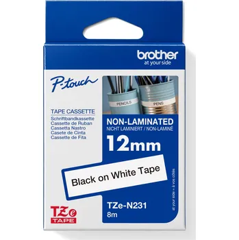 Kotouček do pokladny a tiskárny štítků BROTHER TZE-N231, bílá/černá, 12mm TZEN231
