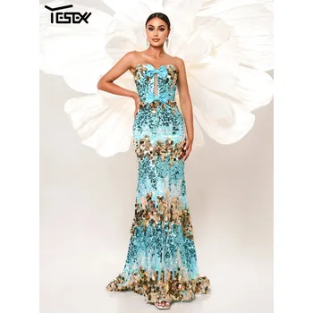 Dámské šaty Plesové šaty dlouhé LC10222 Barva: Modrá, Velikost: M