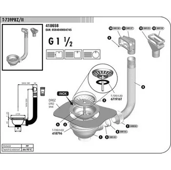 Sifon Sam holding Sifon T-739PBZ/II dřezový 418658