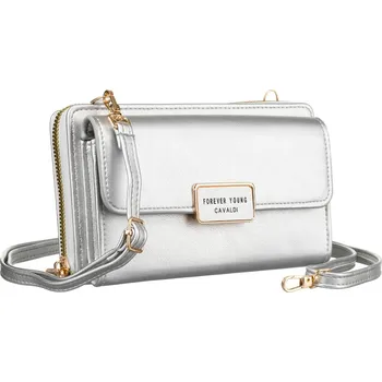 Kabelka Mini peněženka-peněženka s dlouhým odnímatelným popruhem Barva: Stříbrná