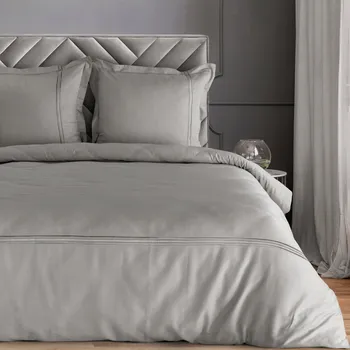 SATÉNOVÉ POVLEČENÍ HAFT4 200X220 CM, 2 KS 70X80 CM STŘÍBRNÁ