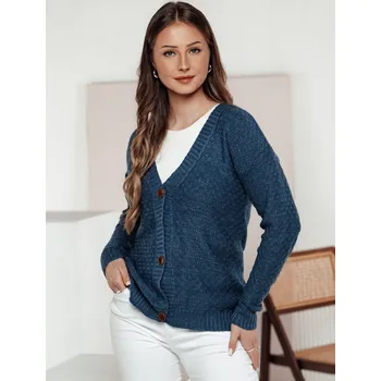 Dámské oblečení Tmavě modrý dámský svetr na knoflíky CHICLINE MY2400 Velikost: ONE SIZE