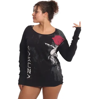 Dámská móda Dámské triko s dlouhým rukávem Yakuza Rose Scratch 25109 black velikost: 3XL