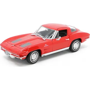 autíčko Chevrolet Corvette 1963 červená 1:24 - Welly Chevrolet Corvette 1963 - kovový model auta