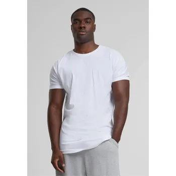 Pánské tričko Prodloužené bavlněné triko Urban Classics s ohrnutými rukávy Barva: Bílá, Velikost: 3XL