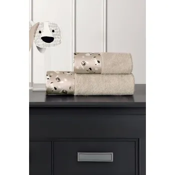Ručník TIVOLYO HOME Soft Cotton Osuška a ručník BEAGLE v dárkovém balení Barva: Béžová, Velikost: S