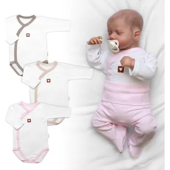 Kojenecký body Rostoucí výhodná sada, 3x Body zap. bokem Nature - růžová/béžová/taupe, Velikost koj. oblečení 56/62 (0-3m)
