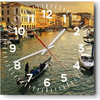 Hodiny Nástěnné hodiny do obýváku 40x40 Město Bez Hlučné Skleněné hodiny Tiché