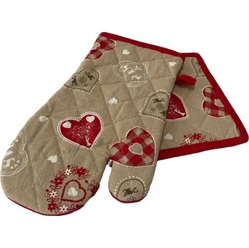 Vánoční dekorace chňapka DEKORAČNÍ 32x18cm+magnet VÁNOČNÍ SRDCE+podl.20x20cm