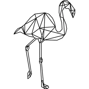 Obraz Samolepka na stěnu Drukant W-G018K_50 plameňák geometrický černá 50x35 cm