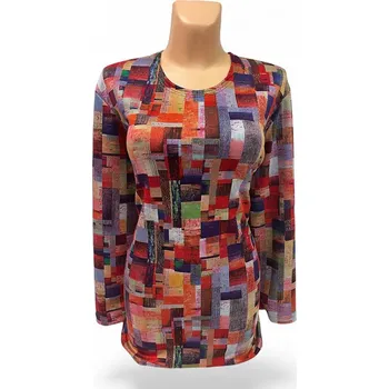 Dámský svetr Červený pulovr KLÁRA, Barva Červená, Velikost XL 44, Materiál 85%bavlna 10% polyester 5% lykra