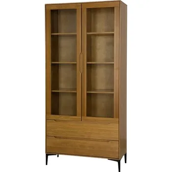 Knihovna Drewmax Vitrína KW421, 98x191x41, buk (Barva dřeva: Bělená)