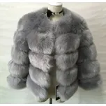 Zimní kožich Krátký luxusní kabát z husté kožešiny - Šedý M Barva: Šedá, Velikost: M