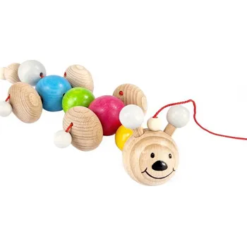 Dřevěná hračka Hess Dřevěná tahací housenka Ida