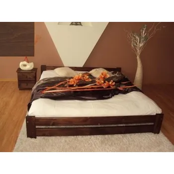 Postel Maxi-Drew Postel z masivu Euro 140x200 borovice + rošt (Barva dřeva: Ořech)