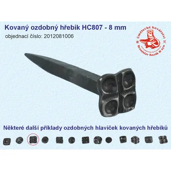 Hřebík Kovaný ozdobný hřebík HC807 - 8 mm - 2012081006