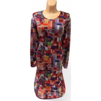 Dámské šaty Podzimní šaty teplejší KLÁRA, Barva Červená, Velikost XL46, Materiál 85%bavlna 10% polyester 5% lykra