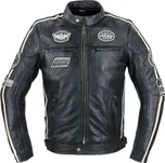 W-tec Pánská kožená bunda Makso (Barva: černá s nášivkami, Velikost: 4XL)