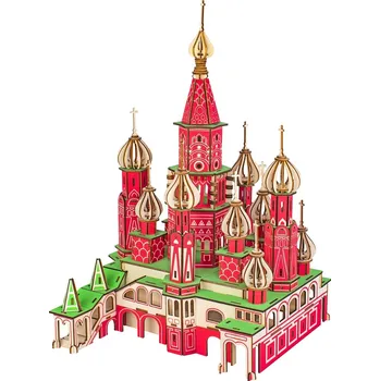 3D puzzle Woodcraft construction kit Woodcraft Dřevěné 3D puzzle Chrám Vasila Blaženého barevný