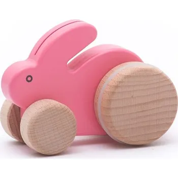 Dřevěná hračka Bajo Malý růžový dřevěný králíček do ruky