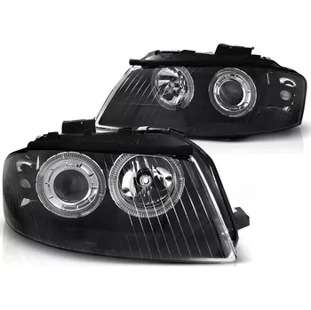 Přední světlomet Přední světlomety Audi A3 8P, 2003-2008, Angel Eyes, černé black LPAU78 (LPAU78)