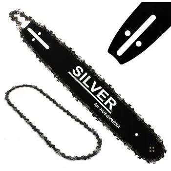 Pilová lišta Silver Vodící lišta pro řetězovou pilu 38cm 15" pro pily Husqvarna+ 2 řetězy 0,325" 1,5mm 64 článků