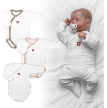 Rostoucí výhodná sada, 3x Body zap. bokem Nature - béžová/taupe/bílá, Velikost koj. oblečení 56/62 (0-3m)