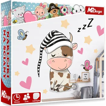 Samolepící dekorace XL VELKÁ Samolepka na stěnu KRÁVA SRDCE 71x57