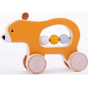 Dřevěná hračka Bigjigs Toys Medvídek na kolečkách