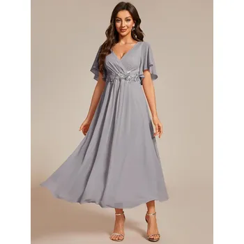 Dámské šaty Ever Pretty šaty pro matky 2093 šedé Velikost: 5XL / 50 / 18 / 22