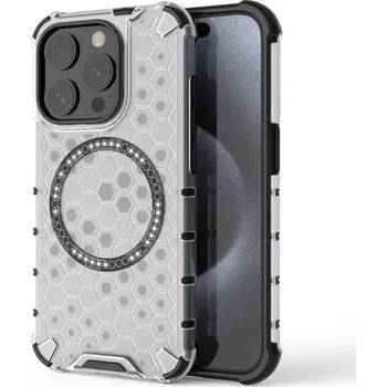 Pouzdro na mobilní telefon Kryt na iPhone 15 Pro Max odolný Honeycomb s podporou Magsafe čirý