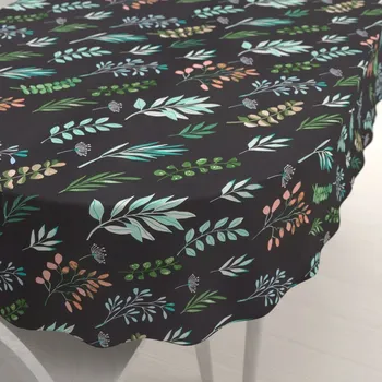 ubrus Bavlněný oválný ubrus Sandra SA-556 Větvičky s lístky na černém 50x100 cm